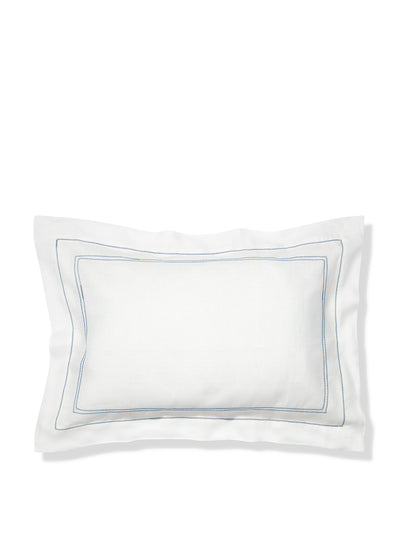 Volga Linen Prussian blue hemstitch pillowcase at Collagerie