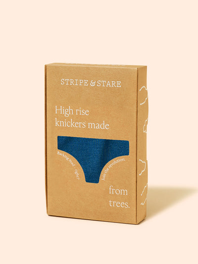 Stripe & Stare Midnight neon blue high rise knicker at Collagerie