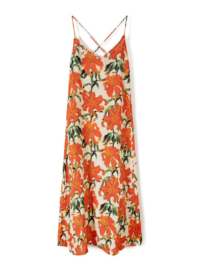 Desmond & Dempsey Linen A-line nightdress in Lilium Orange Cream at Collagerie