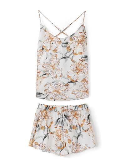 Desmond & Dempsey Silk cami and short set lilium cream at Collagerie