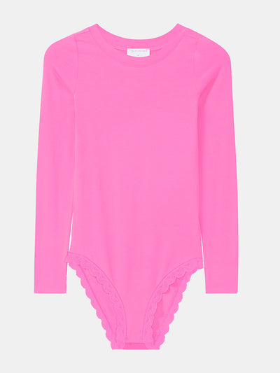 Stripe & Stare Hot pink long sleeved bodysuit at Collagerie