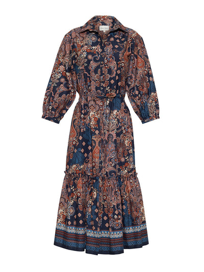 Cara Cara Blue cascade Hutton dress at Collagerie