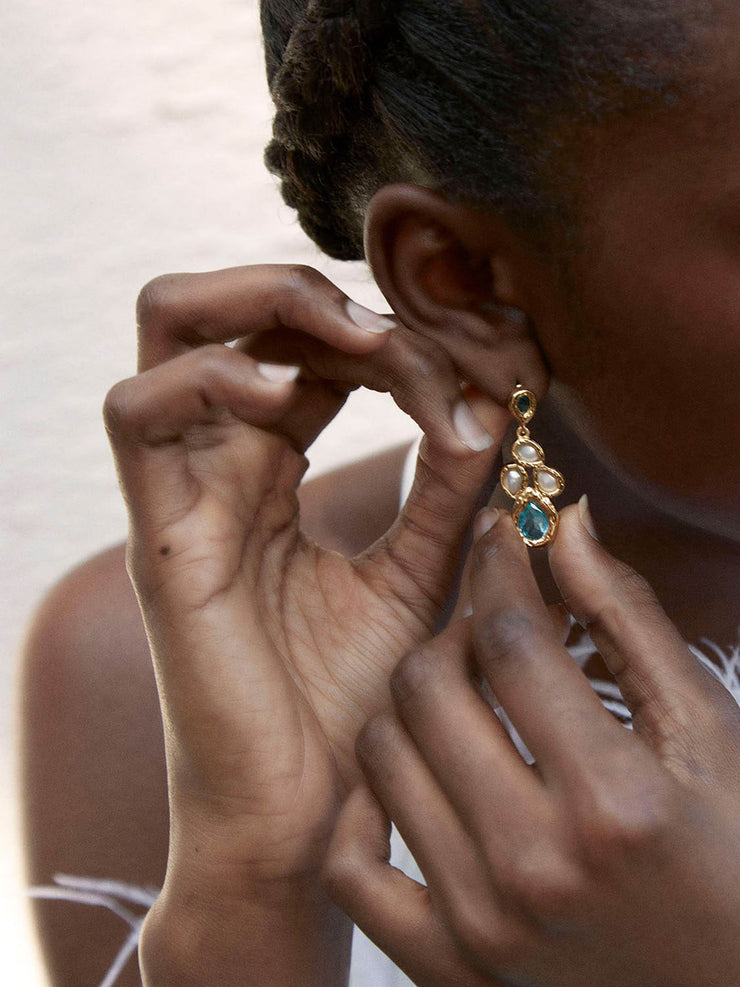 Turquoise and pearl Ilian earrings