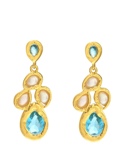 Shyla Jewellery Turquoise and pearl Ilian earrings at Collagerie