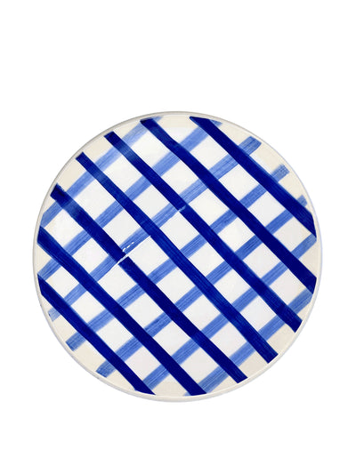 Villa Bologna Blue trellis dinner plate at Collagerie