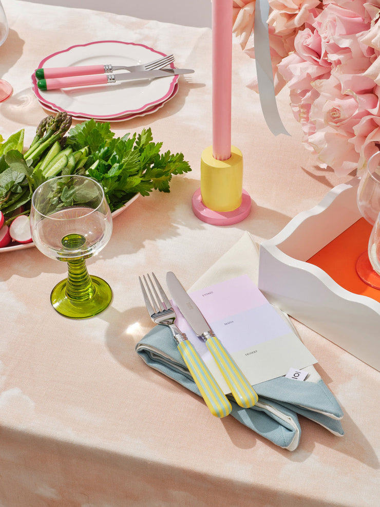 Lemon and blue stripe cutlery set  In The Roundhouse    - Collagerie