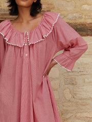 Redcurrant gingham India nightdress  If Only If    - Collagerie