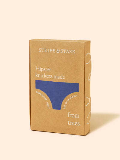 Stripe & Stare Indigo contrast trim pirouette hipster knicker at Collagerie