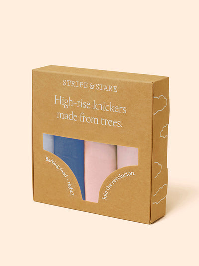 Stripe & Stare Indigo tones high rise knicker four pack at Collagerie