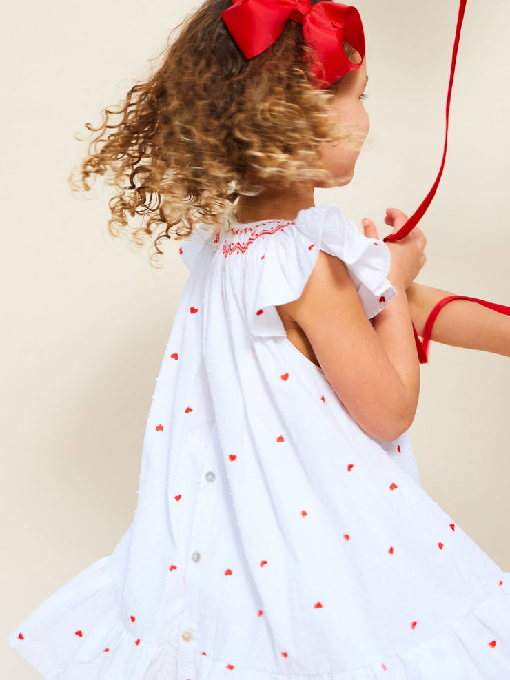 Indira dress love is in the air Plumetti with big love hand smocking