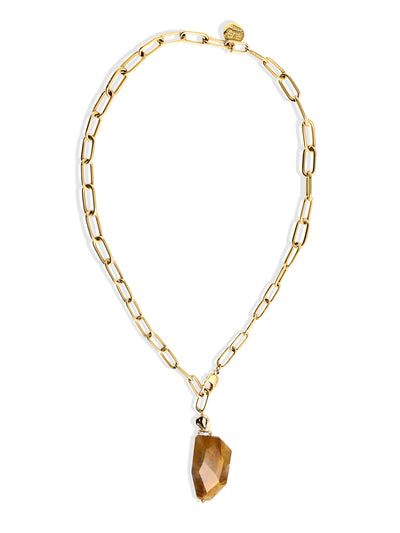 By Alona Gold with brown agate Isabelle necklace at Collagerie