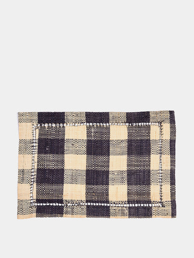 Hadeda Navy block gingham raffia placemats, set of 6 at Collagerie