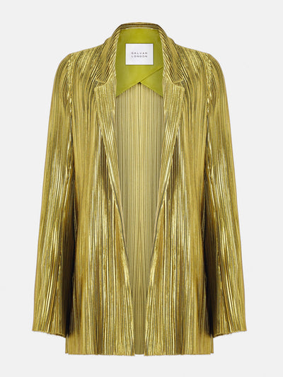 Galvan Olive pleated Nuage blazer at Collagerie