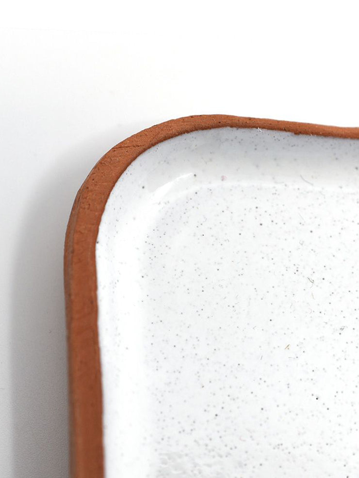 White and terracotta bedside tray