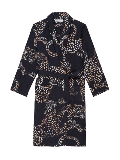 Desmond & Dempsey Navy The Jag print quilted robe at Collagerie