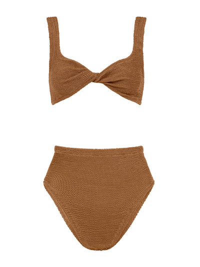 Hunza G Metallic cocoa Jamie bikini at Collagerie