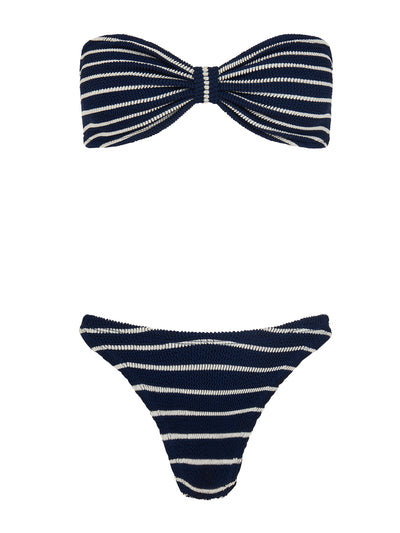 Hunza G Navy and white Jean bikini top at Collagerie