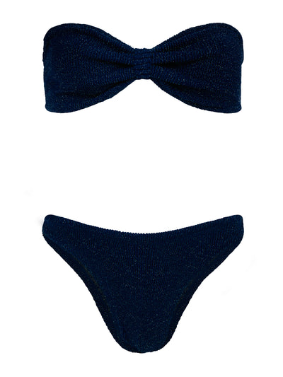 Hunza G Navy and silver Ruby bikini lurex at Collagerie