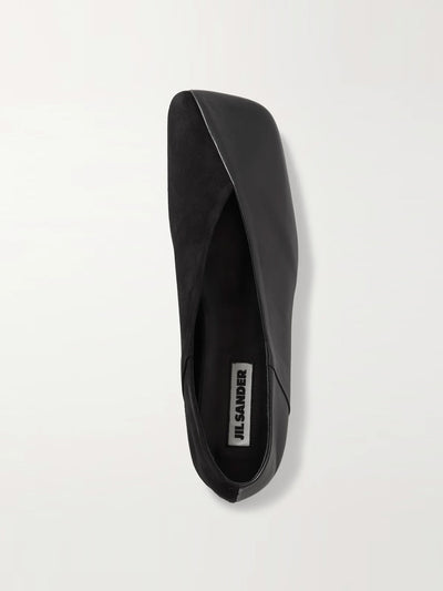 Jil Sander Asymmetric leather and suede ballet flats at Collagerie