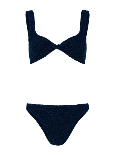 Hunza G Navy and silver Juno lurex bikini at Collagerie