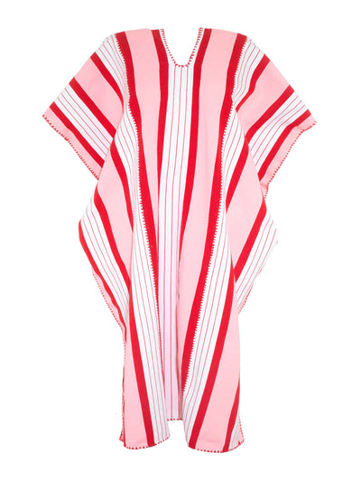 Pippa Holt Pink and red stripe midi kaftan at Collagerie