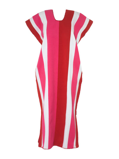 Pippa Holt Single panel midi kaftan in red, white and fuchsia at Collagerie