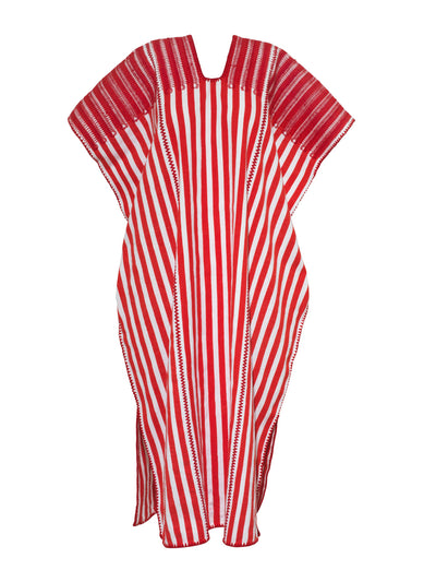 Pippa Holt Three panel midi kaftan in red and white stripes at Collagerie