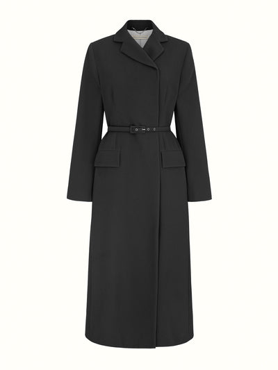 Emilia Wickstead Kalonice wrap coat dress in black double crepe at Collagerie