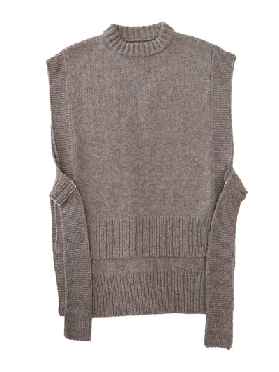 The Knotty Ones Kalvos dove grey merino wool vest at Collagerie