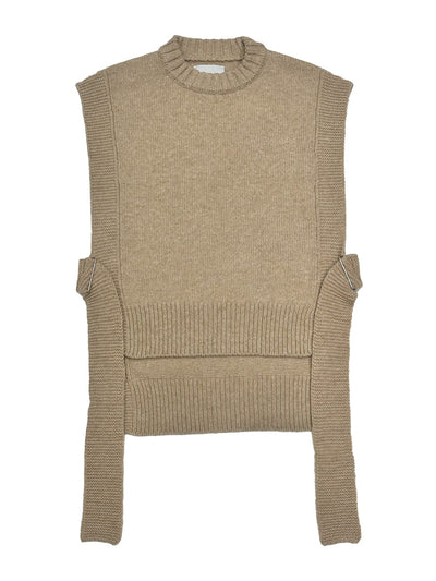 The Knotty Ones Kalvos sand merino wool vest at Collagerie