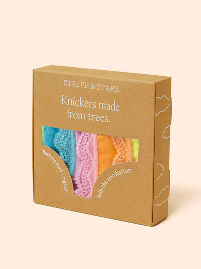 Stripe & Stare Neon candy the original knicker four pack at Collagerie