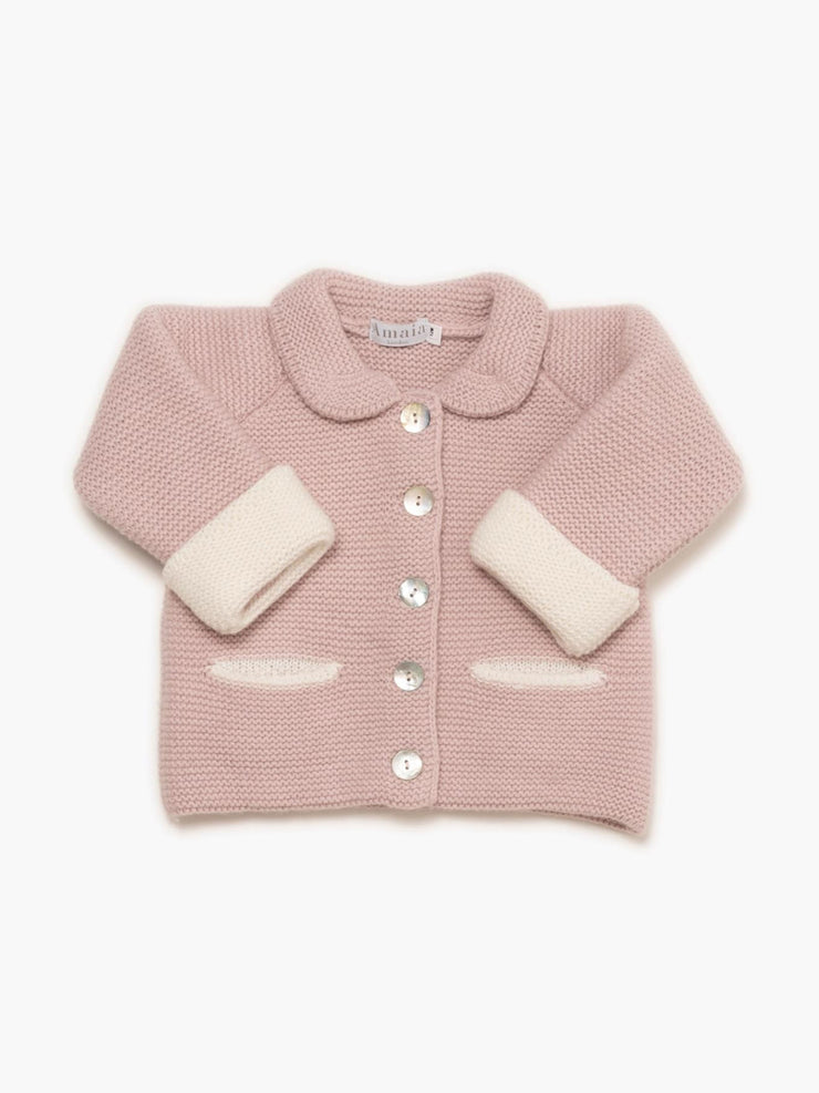 Baby double layered knitted jacket pink