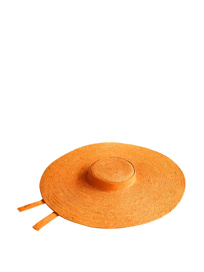 BrunnaCo Lola wide brim jute straw hat in orange at Collagerie