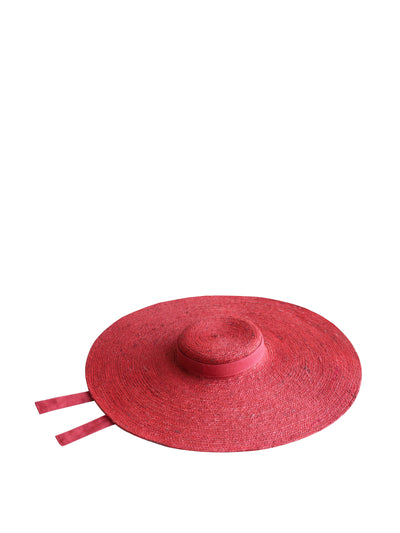 BrunnaCo Lola wide brim jute straw hat in red at Collagerie