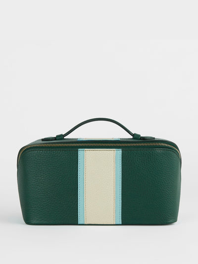 London Velvet The dark green and teal washbag at Collagerie