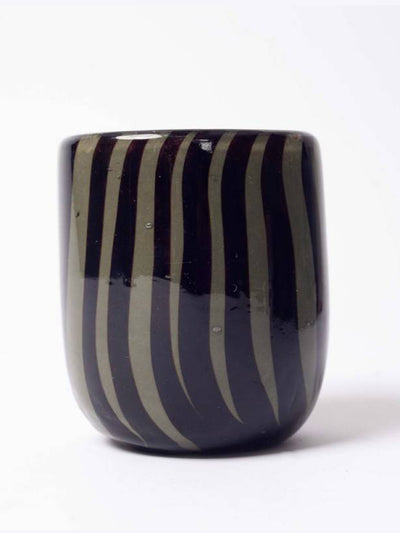 After Noah Khaki and black stripe glass vase at Collagerie