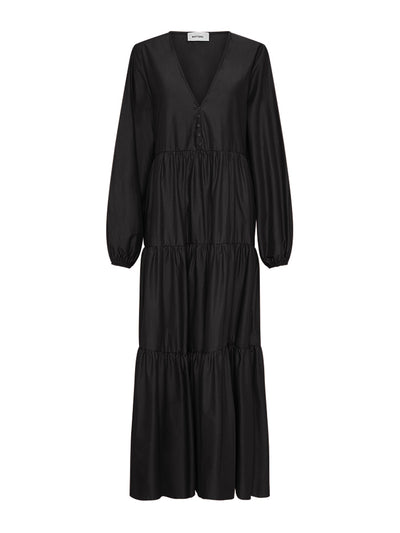 Matteau Black long sleeve plunge dress at Collagerie
