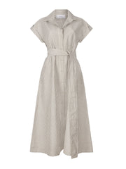 Lucy white and moss linen weave dress Dresses Mondo Corsini    - Collagerie