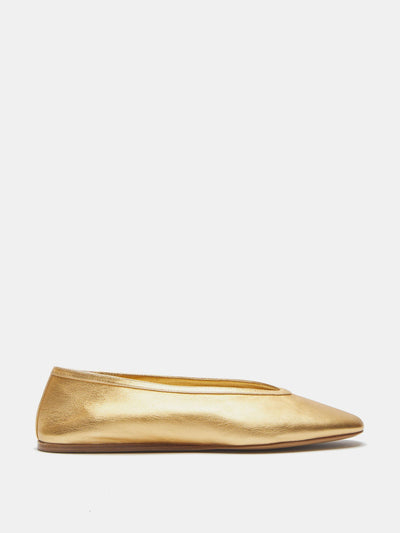 Le Monde Beryl Yellow gold leather Luna slippers at Collagerie