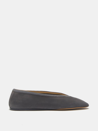 Le Monde Beryl Anthracite suede Luna slippers at Collagerie