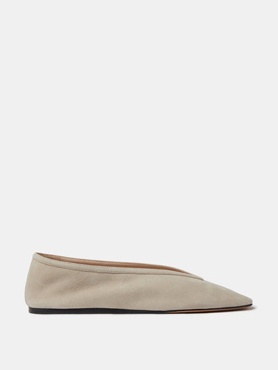 Le Monde Beryl Grey suede Luna slipper flats at Collagerie