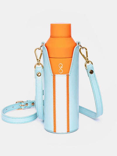 London Velvet The bottle bag in Aqua & Orange at Collagerie