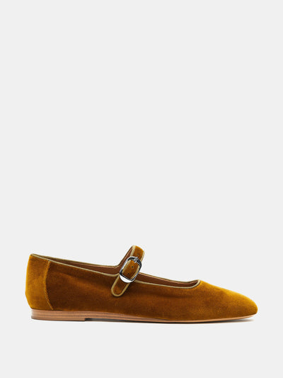 Le Monde Beryl Tobacco velvet Mary Jane flats at Collagerie