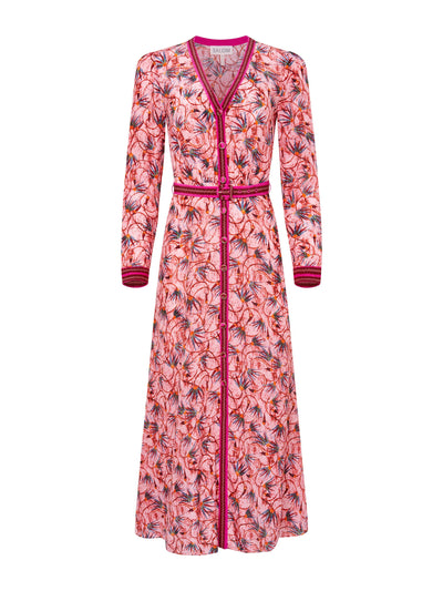 Saloni Padma hibiscus Lea shirt dress at Collagerie