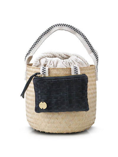 STELAR Black and cream Libur handheld bucket bag at Collagerie