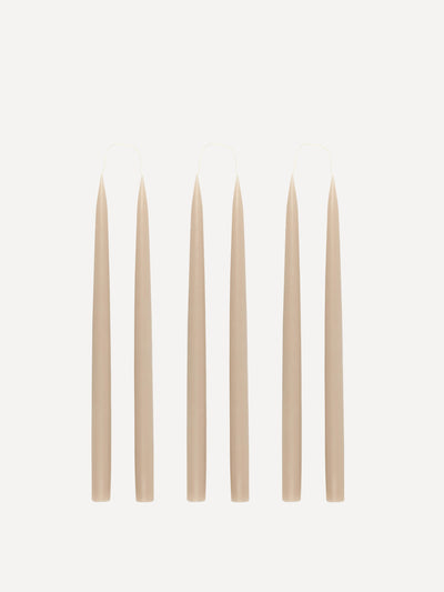 Rebecca Udall Danish taper candles in linen (set of 6) at Collagerie