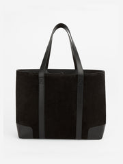 Black suede tote bag Tote London Velvet    - Collagerie