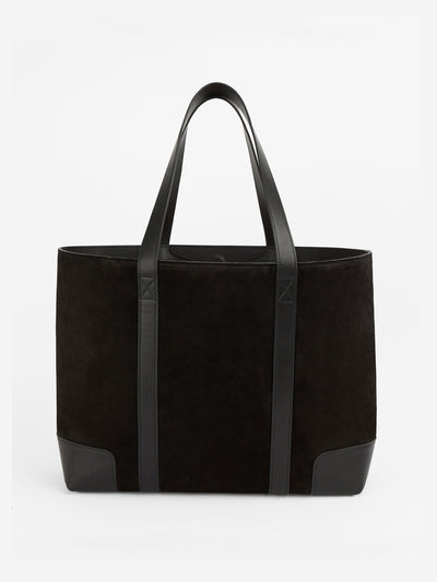 London Velvet Black suede tote bag at Collagerie