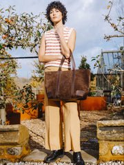 Chocolate suede tote bag Tote London Velvet    - Collagerie