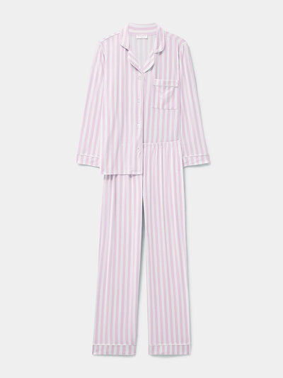 Stripe & Stare Pale pink stripe long pyjama set at Collagerie